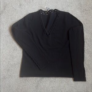 Autumn Cashmere Black V-Neck with cut out details at neck and sleeves…